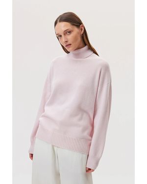 Johnstons of Elgin Gauzy Cashmere Roll Neck - Pink