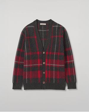 Johnstons of Elgin Mach Brushed Cashmere-Silk Cardigan - Red