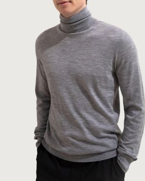 Johnstons of Elgin Superfine Merino Roll Neck Sweater - Gray