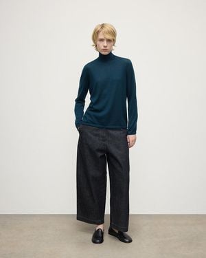 Johnstons of Elgin Superfine Cashmere Dark Roll Neck Jumper - Blue