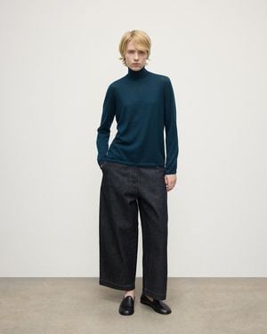 Johnstons of Elgin Superfine Cashmere Roll Neck Jumper - Blue