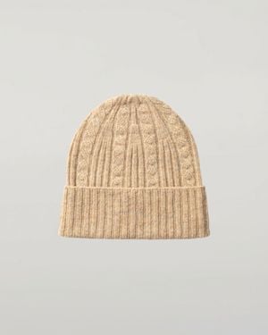 Johnstons of Elgin Cable & Rib Cashmere Beanie - Natural