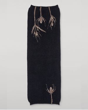 Johnstons of Elgin Wild Thistle Intarsia Cashmere Wrap - Black