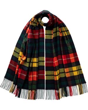 Johnstons of Elgin Buchanan Tartan Cashmere Stole - Red