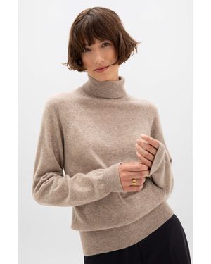 Johnstons of Elgin Classic Cashmere Roll Neck - Brown