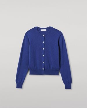Johnstons of Elgin Iris Classic Cashmere Cardigan - Blue