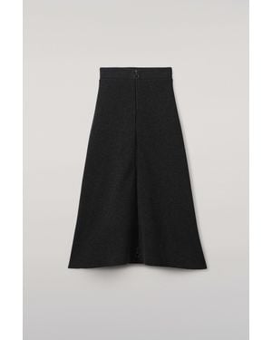 Johnstons of Elgin A-Line Milano Charcoal Cashmere Skirt - Black