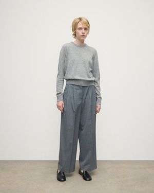Johnstons of Elgin Classic Cashmere Light Round Neck Sweater - Grey