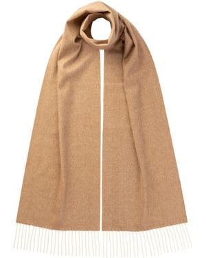Johnstons of Elgin Herringbone Cashmere & Vicuña Scarf - Natural