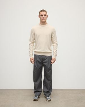 Johnstons of Elgin Rory Cream Classic Cashmere Crew Jumper - Natural