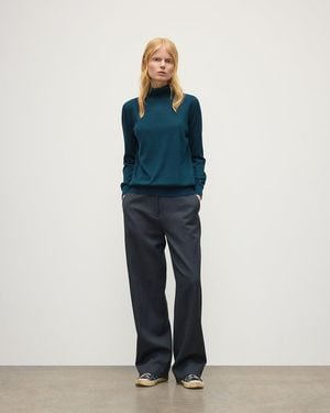 Johnstons of Elgin Beatrice Funnel Neck Superfine Cashmere Sweater - Blue