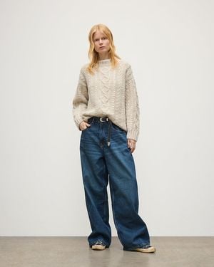 Johnstons of Elgin Mabel Aran Cable Jumper - Blue