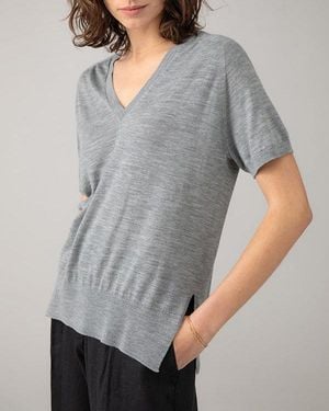 Johnstons of Elgin Superfine Merino T-Shirt - Gray