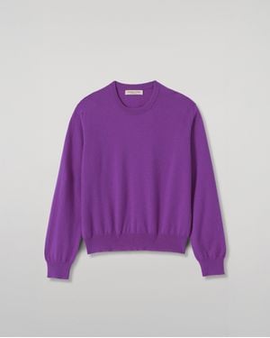 Johnstons of Elgin Lunan Classic Cashmere Crew Jumper - Purple