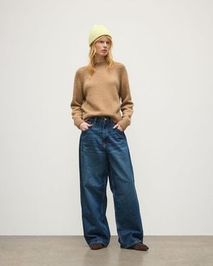 Johnstons of Elgin Bay Camel Marl Cashmere & Cotton Jumper - Blue