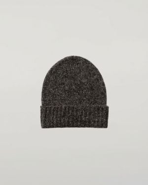 Johnstons of Elgin Cashmere Bouclé Charcoal Beanie - Black