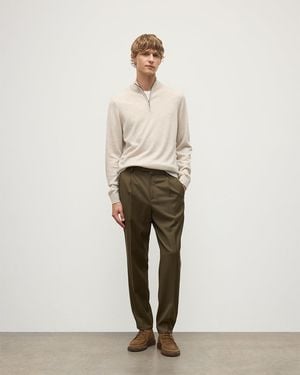 Johnstons of Elgin Rory Natural Classic Cashmere Zip Neck Jumper
