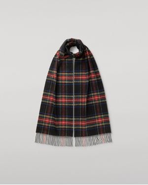 Johnstons of Elgin Stewart Tartan Cashmere Scarf - Black