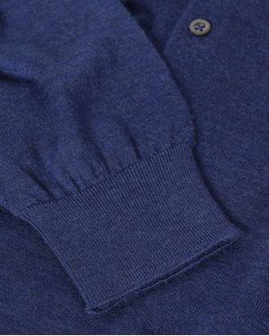 Johnstons of Elgin Fin Superfine Cashmere Polo Shirt - Blue