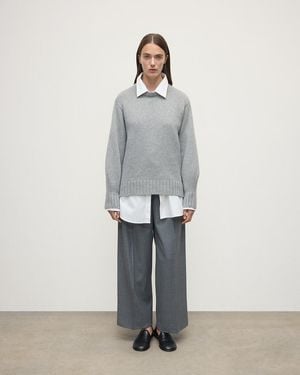 Johnstons of Elgin Relaxed Light Cashmere Sweater - Grey