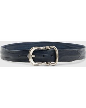John Varvatos Fibel Antique Nickel Finish Belt - White