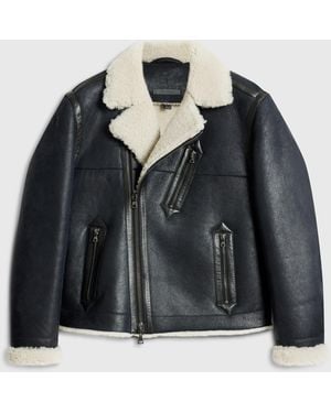 John Varvatos Sterling Shearling Biker Jacket - Black