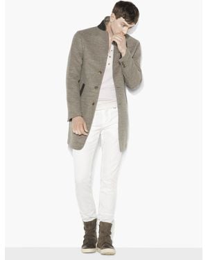 John Varvatos Wool Blend 3/4 Length Coat - Gray
