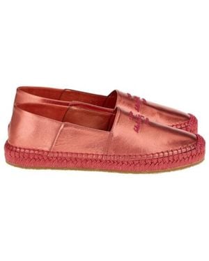 Ferragamo Susana Metallic Logo Espadrilles - Red