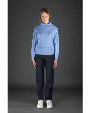 Moorer Light Turtleneck Jumper - Blue