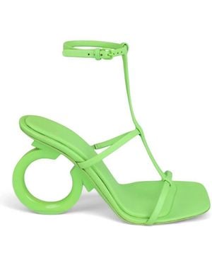 Ferragamo Elina T-Strap Gancini Sandals - Green