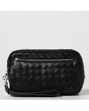 Bottega Veneta Intrecciato Leather Pouch With Wristlet - Black