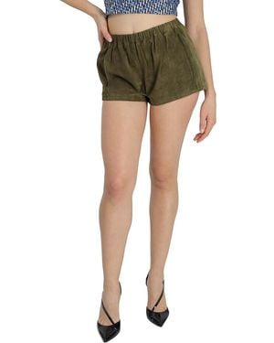Saint Laurent Ladies High Waist Suede Shorts, Brand Size 40 (Us - Green