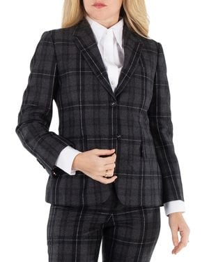 Thom Browne Ladies Charcoal Checked Single-Breasted Blazer - Black