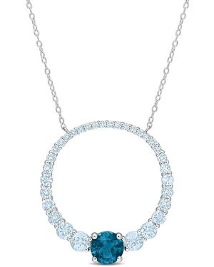 Amour 3 7/8 Ct Tgw Sky Topaz And London Topaz Graduated Open Circle Pendant With Chain - Blue