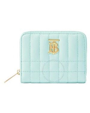 Burberry Lola Zip Quilted Tb Monogram Leather Wallet - Blue