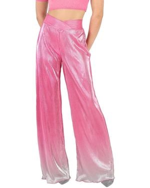 ROTATE BIRGER CHRISTENSEN Ladies Silvery Glo Gradient Plisse Straight Trousers - Pink