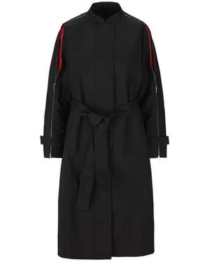 Ferragamo Contrasting Inserts Trench Coat, Brand Size 40 Us - Black