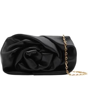 Burberry Faux-Rose Detailing Clutch Bag - Black