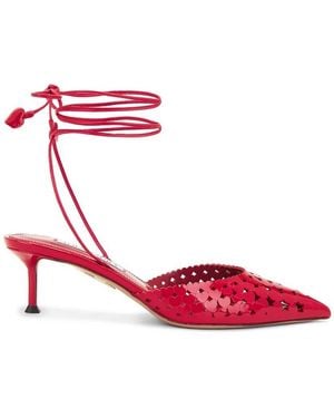 Aquazzura Amourose 50 Leather Court Shoes - Red