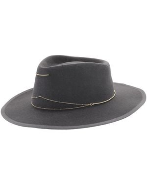 Van Palma Anna Draped Chain Merino Wool Fedora - Black