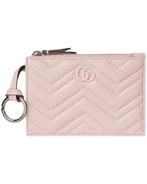 Gucci Gg Marmont Zip Key Pouch - Pink
