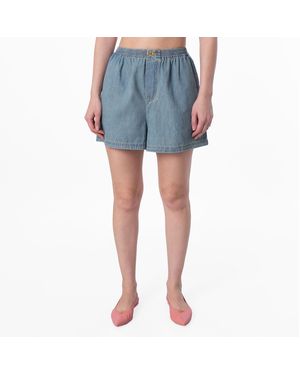 Moschino Faded Cotton Denim Shorts - Blue