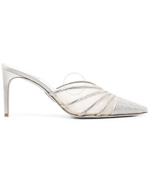 Rene Caovilla Rene Caovilla Emily Rhinestone Mesh Pointed-Toe Mules - White