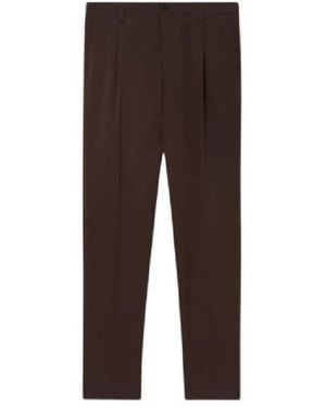 Burberry Straight Leg Tailored Wool Pants, Brand Size 56 (Waist - Brown