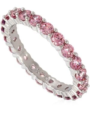 Swarovski Rhodium Plated Round Cut Matrix Ring, Size 50 - Pink