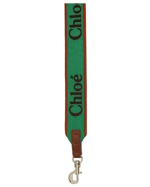 Chloé Embroidered-Logo Shoulder Bag Strap - Green