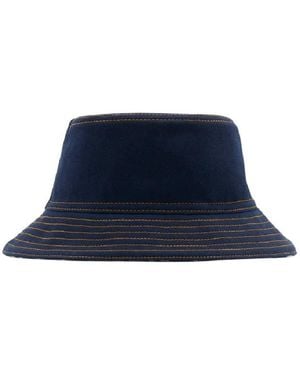 Burberry Reversible Denim Cotton Bucket Hat - Blue