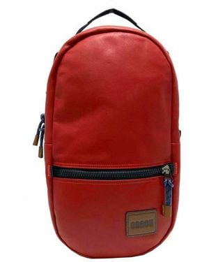 coach backpack men red Court In Maxi Signature Canvas Refined pebble leather and smooth calf leather Two separate main compartments with zip closures Inside zip cell phone and multifunction pockets Fabric lining Top handle with 2 1/2 drop Outside zip pocket Adjustable shoulder straps 12 1/2 (L) x 16 3/4 (H) x 6 (W) Style No. New Coach  Original C4139