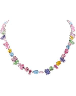 Swarovski Rhodium Plated Mixed Cuts Gema Necklace - Multicolour