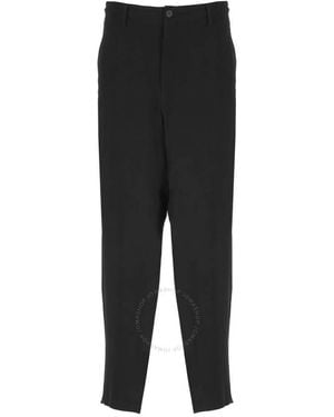 Yohji Yamamoto Tapered-leg Cropped Trousers - Black